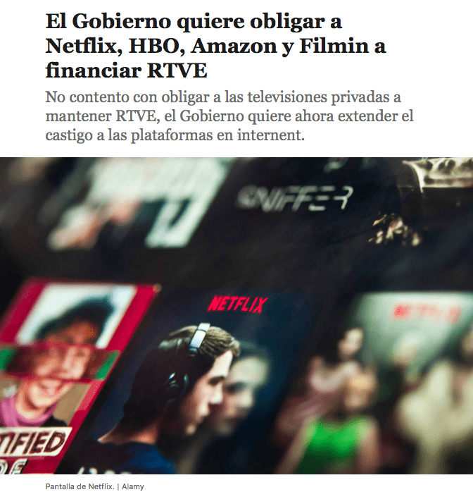 Gobierno impuesto Netflix RTVE